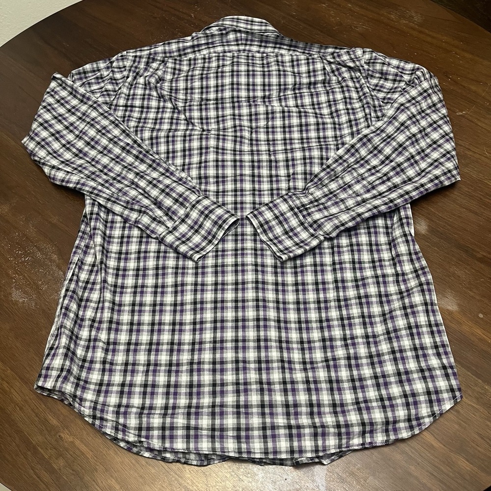 Peter Millar Shirt Mens M Purple Plaid Check Button Down Long Sleeve Cotton - Picture 3 of 13